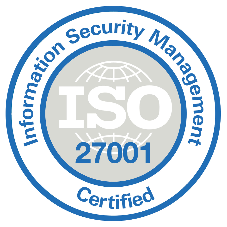 ISO 27001 information security management, certified